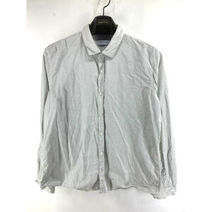 Trouvaille Button Up Shirt Men Large White Gray Cotton‎